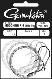 Gamakatsu Solid Tie Mooching Rig 5/0, 6/0 Hooks (Nickel, 30-Pounds Leader)