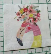 Two Decorative Cocktails Napkins for Decoupage "Floral Flamingo"