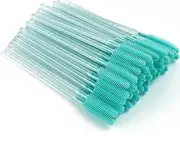50 Pieces Silicone Disposable Mascara Eyelash Wands - Eyebrow & Lash Extension Spoolie Brushes, Comb Separator, Microblading Tool, Applicator (50 Brushes, Green Crystal)