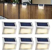 Sonicefit 6PCS Outside Solar Deck Step Lights, Solar Powered Outdoor Patio Lights Stair Lights, Waterproof Fence Solar Lights for Fence, Patio, Backyard, Garden, Pathway, Deck Railing, Wall Lighting