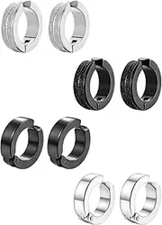 [TPZORJX] Piercing Clip Earrings for Men/Women - Stainless Steel Earrings Men, Non Piercing Earrings Set with Gift Box, Hoop Earrings Stainless Steel without Hole Fake Stud Earrings Clip Hoop Earrings