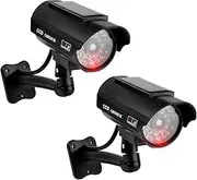 Dummy Security Camera CCTV Camera LED Flashing Red Light Outdoor Indoor Surveillance, 2Pcs