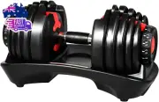 Single Fitness 24Kg Adjustable Dumbbell Set Fast Adjust Gym Exercise Weights Tex