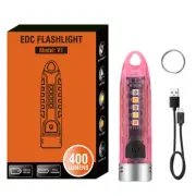 BORUiT Mini Pocket LED Flashlight Torch Keychain Work Light Rechargeable Lamp