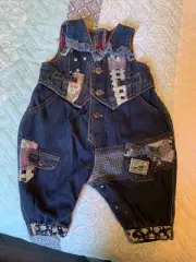 TODDLERS NEW SIZE 1-2 PATCHWORK DENIM OVERALLS