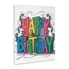 Cute Funny Colorful Unicorns by Happy Birthday, Museum Grade Canvas Wrap