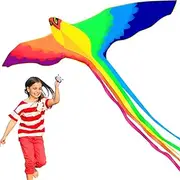 HENGDA KITE-Strong Phoenix for Kids & Adults, with Long Colorful Tail!Huge Beginner Colorful Rainbow Bird Phoenix Kites 74-Inch Come with String and Handle