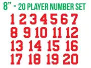 20 players numbers TEAM SET 8" heat press transfer DIY soccer jerseys #1-20 kit
