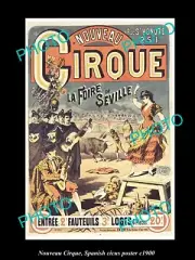 OLD POSTCARD SIZE PHOTO OF SPANISH CIRCUS POSTER c1900 NOUVEAU CIRQUE SEVILLE
