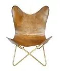 Leather Living Room Chair Butterfly Chair Brown Leather Handmade