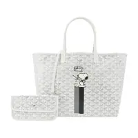 在飛比找momo購物網優惠-【GOYARD 高雅德】SNOOPY 聯名款條紋塗料帆布LO