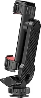 Mobile Phone Tripod Adapter, Phone Tripod Holder with 2 Cold Shoes and 1/4 Inch Thread, 360° Rotatable and 180° Tilt, Supports Freely Adjustable Joints, Compatible with Smartphone, Camera, Selfie