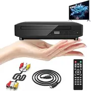 Mini DVD Player Portable for TVs with HDMI/RCA Cable, HD 1080P CD Player for TV, All Regions, Breakpoint Memory, Built-in Pal/NTSC, USB 2.0