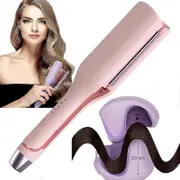 Ceramic V-shape Hair Crimper with Big Waves and Romantic French Eggs Roll Design Pink