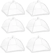 6 Pack Mesh Food Cover Tents by Winknowl, Reusable and Collapsible Large 17" Pop-Up Food Net Protector Umbrella for BBQ, Picnics, Parties, Outdoor (White)