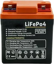 HJGHY 12V 6Ah LiFePO4 Battery Rechargeable Lithium Iron Phosphate Battery 12V Lithium Li-ion Battery Pack for Solar Street Light Electric Toys
