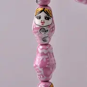Nesting Dolls Decoration Russian Matryoshka Shape Patterns Personality Porcelain Loose Crafts Beads lot for DIY Stacking Dolls