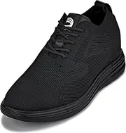 [CALTO] Men's Invisible Height Increasing Elevator Shoes - Ultra Light-Weight Lace-up Knitted Sporty Walker - 2.8 Inches Taller