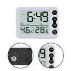 Battery Powered White Digital Clock with Temperature Display and Alarm