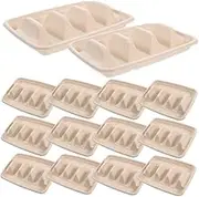HEALEEP 50pcs Disposable Taco Trays Compartment Taco Holders Wave Shape Serving Tray Sushi and Snacks for Parties and Gatherings Pulp Construction