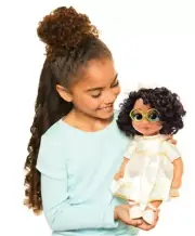 Disney Encanto Young Mirabel Madrigal Baby Doll with curly hair and greenglasses