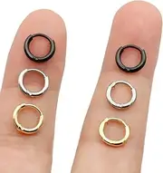 [EACHLP] Unisex 18K Real Gold Plated Surgical Steel Sleeper Tiny Hoop Earrings, Nose Septum Helix Daith Lip Nipple Snug Rook Ring Body Piercing Jewelry