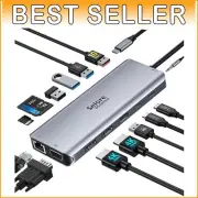 Triple Display USB C Docking Station - 14 Ports, 4K HDMI & Gigabit Ethernet
