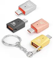 AIYEEN Upgraded Zinc Alloy USB C to USB Adapter 4 Pack, Type C Male to USB 3.0 Female Converter, OTG Adapter with Keychain, Compatible with iPad Samsung Galaxy Google Pixel (Mixed Color)