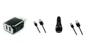 Car+Wall Home AC Charger+5ft USB Cord for Verizon TCL 10 5G UW T790S, TCL 20 SE