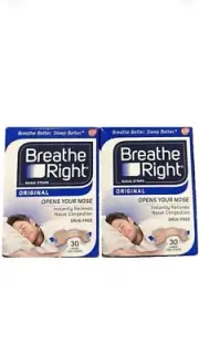 60 BREATHE RIGHT NASAL STRIPS, ORIGINAL LARGE TAN ( 2 x 30 CT BOXES ) EXP:06/26