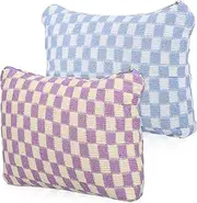 KOCKSHION 2pcs Checkered Makeup Bags Storage Pouches Compartment Zipper Toiletry Bags for Cosmetics Lightweight and for Travel and Everyday Use