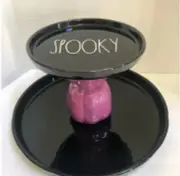 Rae Dunn Black And Purple Spooky Two Tiered Server - Dessert Stand