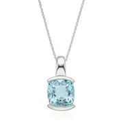 Sterling Silver Cushion Cut Blue Topaz Pendant