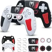 ECHZOVE PS5 Controller Cover Case – Premium Soft Silicone Skin Protective Grip Sleeve for PlayStation 5 Controller, Anti-Slip, Sweat-Proof, Shock-Absorbing Design with Precise Cutouts (Black & White)