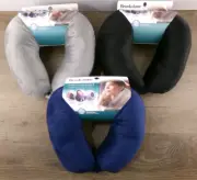 Brookstone Microbead Travel Neck Pillow in Blue, Black or Grey, New S5