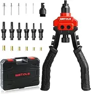WETOLS 3 in 1 Rivet Nut Tool, Rivet Gun, Reamer Set, Professional Rivet Gun Kit with 5 Rivet Heads and 6 Metric & SAE Mandrels, Hand Riveter Tool with 50 Rivets and 60 Rivet Nuts, Sturdy Case, WE-890