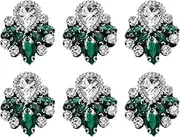 uxcell 6Pcs Handmade Beaded Patches, Glass Crystal Rhinestone Appliques Vintage Sew on Beaded Patch for Clothing DIY Sewing Accessories, Malachite Green