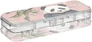 Yoogain Cartoon Cute Pandas Flower Plastic Pencils Box Clear Double-Deck Pens Hard Case For Kids With Lid