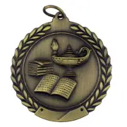 antique gold Lamp of Knowledge Medal Engravable