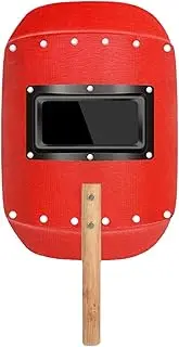 Welding Shield Handheld, Portable Safety Face Protector, Sturdy Welding Panel with Anti-Spark Protection, Lightweight and Ergonomic Design, Ideal for Welders and Metalwork, Red