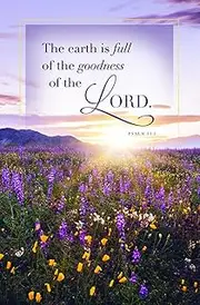 Church Bulletins - Goodness of the Lord - Inspirational Brochure Paper - Psalm 33:5 (KJV) - Bible Study Supplies for Sunday School - Worship Bulletins - Religious Bulletin - Pack of 100