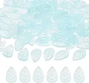 uxcell Leaf Beads, 50Pcs Crystal Translucent Czech Glass Beads for DIY Jewelry Making Bracelets Necklace, Gradient Lake Blue