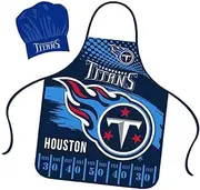 Mojo Licensing Tennessee Titans Apron Chef Hat Set Full Color Universal Size Tie Back Grilling Tailgate BBQ Cooking Host, Team Color, One size