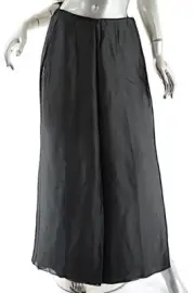 GIORGIO ARMANI Dark Sage Green Rayon Silk Wide Leg Clean Front Pant 40 US4 NWT