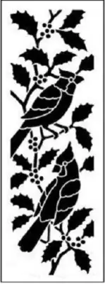 Stencils N Stuff Cardinals on Holly Banner Stencil Template Airbrush Paint 11.5"