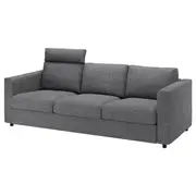 VIMLE 3-seat sofa, with headrest/Lejde grey/black