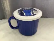 CorningWare 20 Oz 591 mL Blue Stoneware Coffee Soup Mug Cup Vented Lid