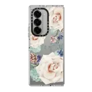Galaxy Z Fold6 Clear Case Winter Floral Woods Cream Roses, Pinecones and Berries by Nature Magick