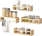 SUPERLELE Nursery Book Shelves, 16.5 Inch Floating Nursery Bookshelves, Set of 4, Wall Bookshelf for Kids Solid Wood Wall Mounted Shelves for Books,Toys and Decor Storage (Natural Wood)