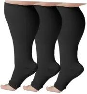 (3 Pairs) Plus Size Compression Support Socks for Women and Men 20-30mmHg |